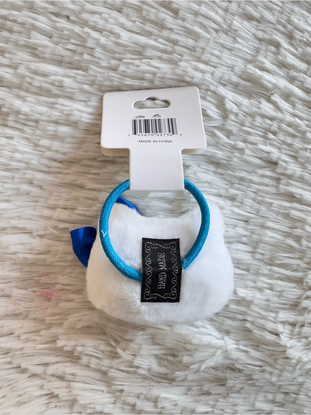 Hello kitty White Plush with Blue Bow hair tie